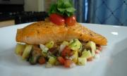 Sweet Onion Salpicon with Grilled Salmon